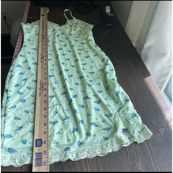 Wild Fable Slip Dress XS Light Green Blue Floral Y2K Fairy Strappy Lace Mini - Picture 9 of 9